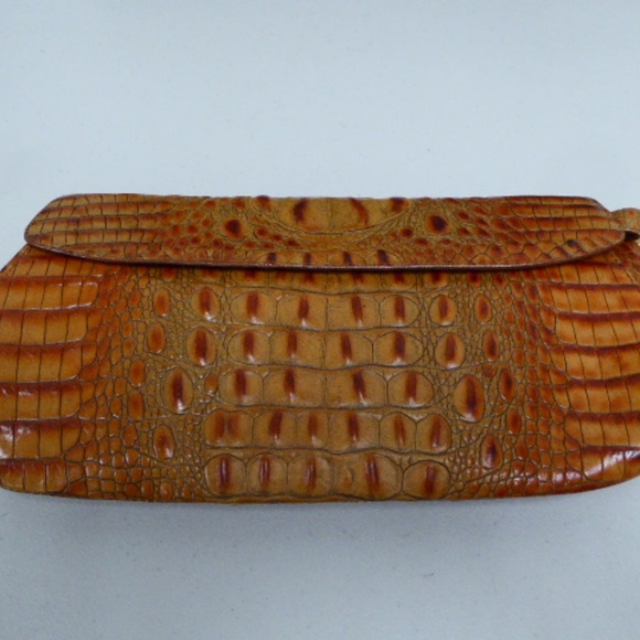 BRAHMIN CROCODILE LEATHER BAG convertible handle CLUTCH purse - Picture 2 of 8